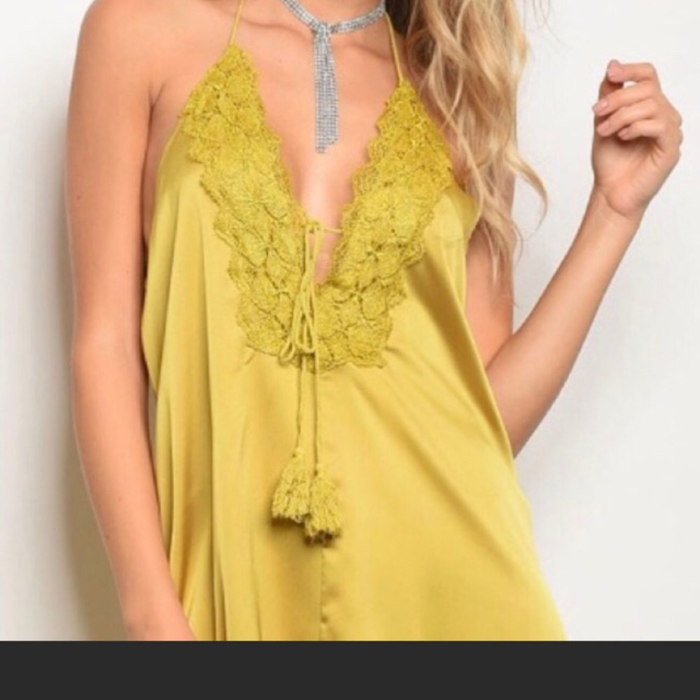 Soho Mustard Satin Mini Dress-MAKE AN OFFER